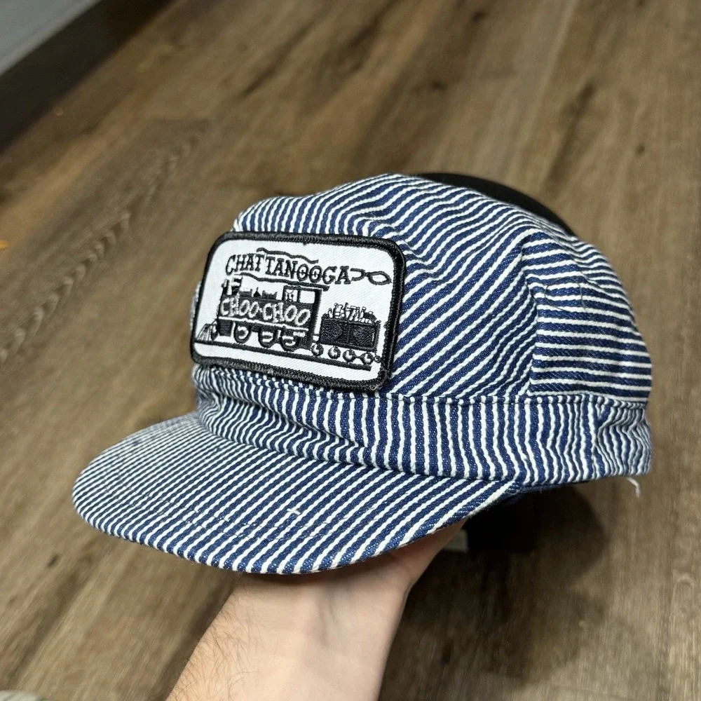 Vintage 80s‎ Chattanooga Tennessee Conductor Snapback Youth Kids Hickory Stripe